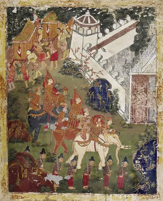 Framed Print : Vessantara Jataka, Chapter 13 (The Return to the Captial), 1830-1860. Creator: Unknown Framed Print : Vessantara Jataka, Chapter 13 (The Return to the Captial), 1830-1860. Creator: Unknown