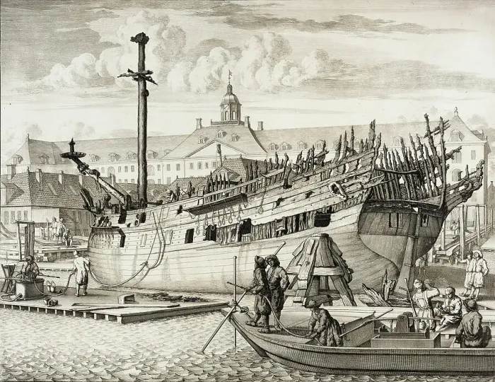 Framed Print : A Vessel in Dry-Dock, 17th century. Creator: Unknown
