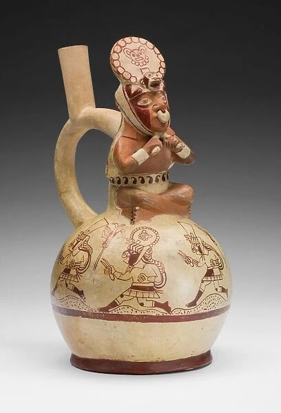 Vessel in the Form of a Royal Messenger with Ritual Runners, 100 B. C.  /  A. D. 500