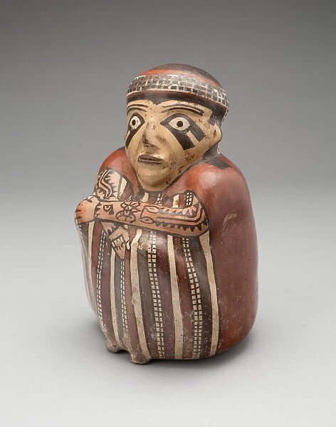 Vessel in the Form of a Seated Figure with Tattooed Arms, 180 B. C.  /  A. D. 500