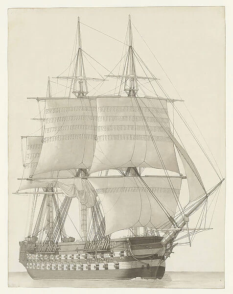 Vessel of the Russian Line (Vaisseau de ligne russe), 1827. Creator: CW Eckersberg