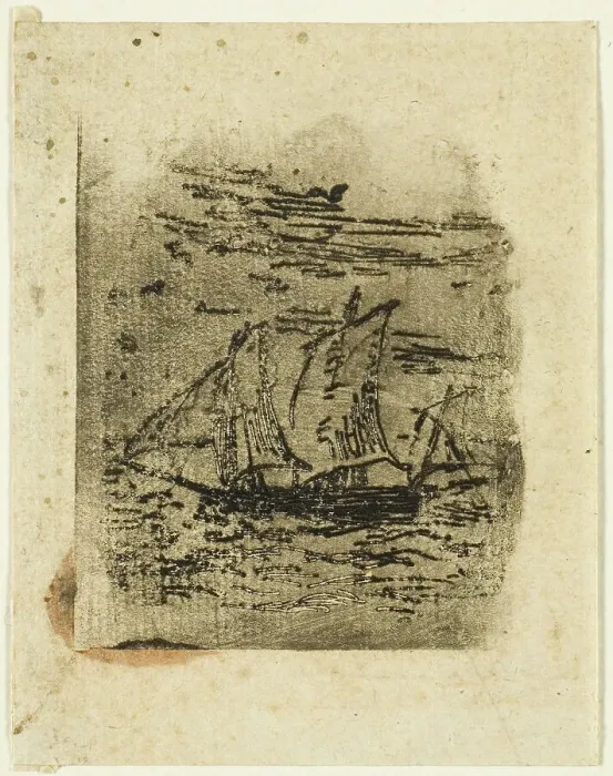 Framed Print : A Vessel Under Sail, c. 1847. Creator: Jean Francois Millet Framed Print : A Vessel Under Sail, c. 1847. Creator: Jean Francois Millet