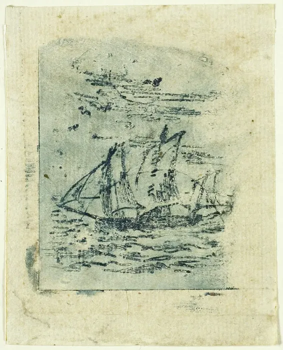 Framed Print : A Vessel Under Sail, c. 1847. Creator: Jean Francois Millet Framed Print : A Vessel Under Sail, c. 1847. Creator: Jean Francois Millet