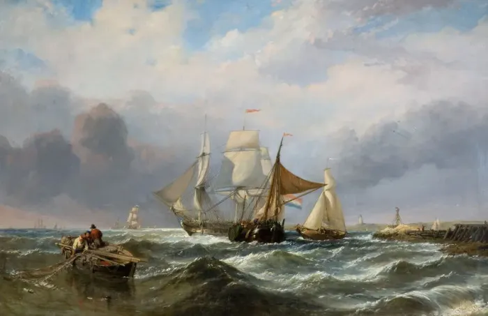 Framed Print : Vessels off the Dutch Coast, 1829-1860. Creator: Clarkson Stanfield Framed Print : Vessels off the Dutch Coast, 1829-1860. Creator: Clarkson Stanfield