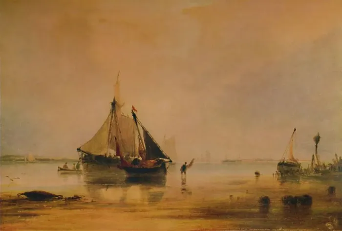 Framed Print : Vessels on Shore near Southampton, c1831, (1935). Artist: Anthony Vandyke Copley Fielding Framed Print : Vessels on Shore near Southampton, c1831, (1935). Artist: Anthony Vandyke Copley Fielding