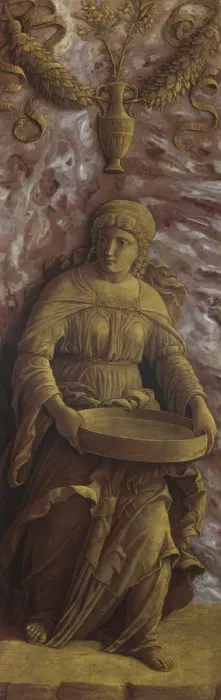 Framed Print : The Vestal Virgin Tuccia with a Sieve, c. 1500. Creator: Mantegna, Andrea (1431-1506) Framed Print : The Vestal Virgin Tuccia with a Sieve, c. 1500. Creator: Mantegna, Andrea (1431-1506)
