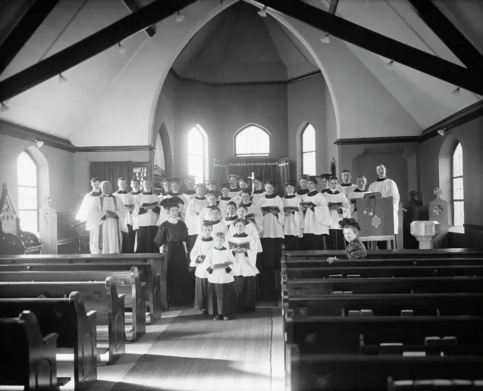 Framed Print : Vested choir, St. Mary's Mission, Detroit, Mich. between 1900 and 1910. Creator: William H. Jackson Framed Print : Vested choir, St. Mary's Mission, Detroit, Mich. between 1900 and 1910. Creator: William H. Jackson
