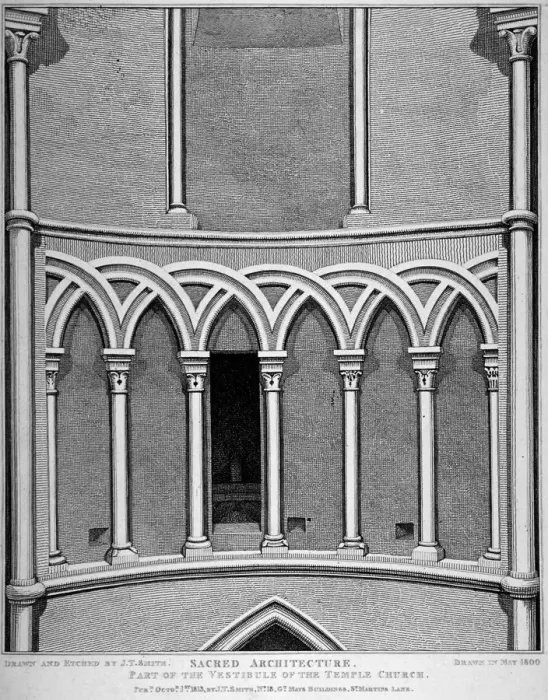 Framed Print : Part of the vestibule of the Temple Church, City of London, 1812 Framed Print : Part of the vestibule of the Temple Church, City of London, 1812