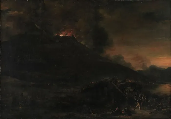 Framed Print : Vesuvius Erupting at Nightfall, 1625-1652. Creator: Jan Asselijin Framed Print : Vesuvius Erupting at Nightfall, 1625-1652. Creator: Jan Asselijin