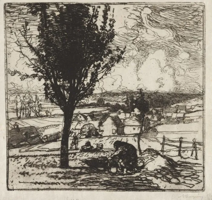 Framed Print : Veu de Jouy-le-Moutier, 1893. Creator: Auguste Louis Lepere (French, 1849-1918) Framed Print : Veu de Jouy-le-Moutier, 1893. Creator: Auguste Louis Lepere (French, 1849-1918)