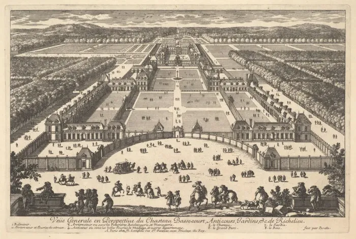 Framed Print : Veüe generale en Perspective du Chateau Bassecourt, Anticours, Jardins, &c