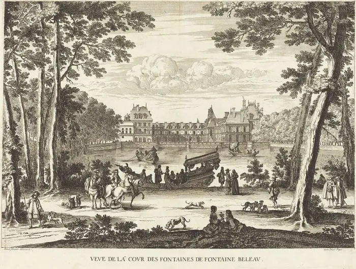 Framed Print : Veue de la cour des Fontaines de Fontaine Beleau, 1666. Creator: Israel Silvestre Framed Print : Veue de la cour des Fontaines de Fontaine Beleau, 1666. Creator: Israel Silvestre