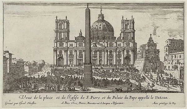 Veuë de la place et de l'Eglise de S. Piere et du Palais du Pape appellé le Vatican, 1640-1660. Creator: Israel Silvestre