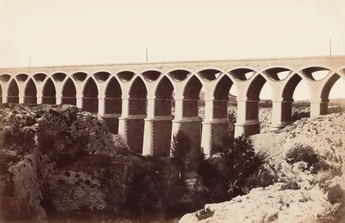 Framed Print : Viaduc de St. Chamas, before 1859. Creator: Edouard Baldus Framed Print : Viaduc de St. Chamas, before 1859. Creator: Edouard Baldus