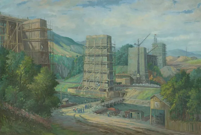 Framed Print : Viaduct construction near Ruzin, 1953. Creator: Peter Konecny Framed Print : Viaduct construction near Ruzin, 1953. Creator: Peter Konecny
