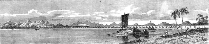 Framed Print : Viaduct on the Madras Railway across the River Poiney, in Arcot, 1857. Creator: Unknown Framed Print : Viaduct on the Madras Railway across the River Poiney, in Arcot, 1857. Creator: Unknown