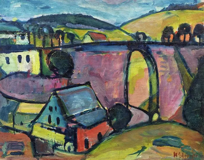Framed Print : Viaduct near Monschau, 1912. Creator: Stenner, Hermann (1891-1914) Framed Print : Viaduct near Monschau, 1912. Creator: Stenner, Hermann (1891-1914)