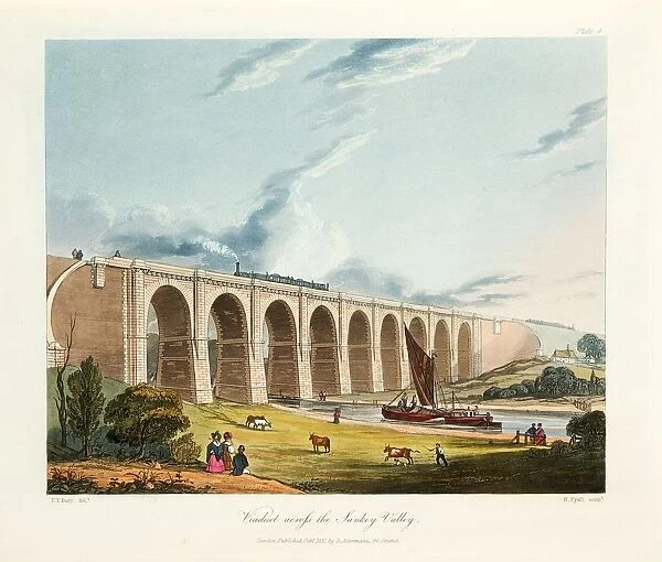 Viaduct across the Sankey Valley, Warrington, Cheshire, February 1831. Artist: Thomas Talbot Bury