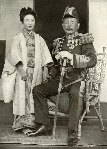 Vice-Admiral Kamimura and His Daughter Hoshiko, 1910. Creator: Herbert Ponting