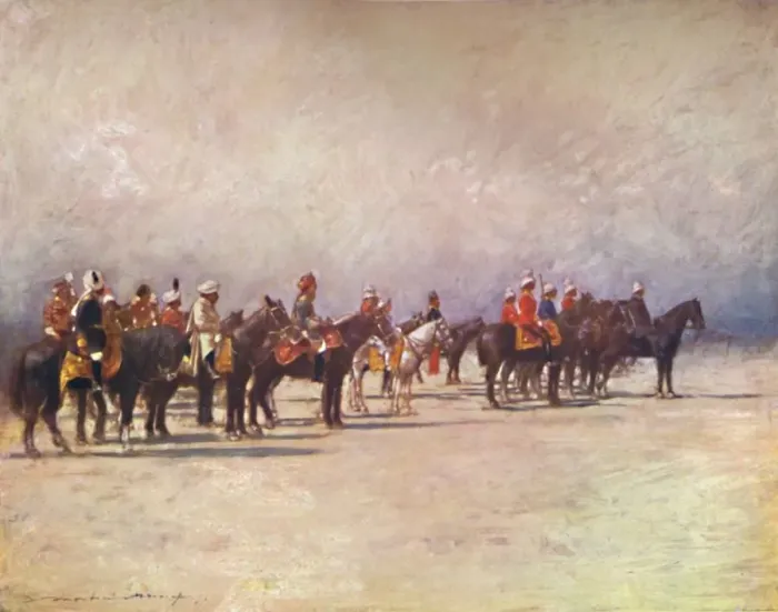 Framed Print : Viceroy reviewing the Troops, 1903. Artist: Mortimer L Menpes Framed Print : Viceroy reviewing the Troops, 1903. Artist: Mortimer L Menpes
