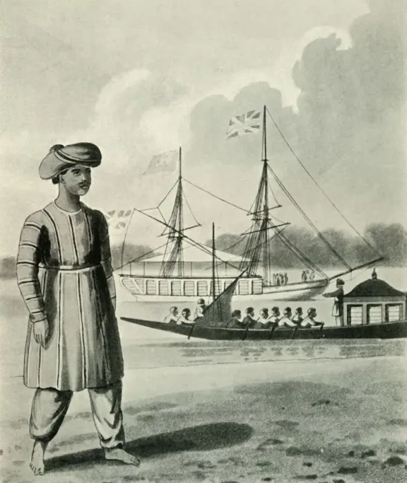 Framed Print : The Viceroys Flotilla and Boatmen, 1813, (1925). Creator: Unknown Framed Print : The Viceroys Flotilla and Boatmen, 1813, (1925). Creator: Unknown