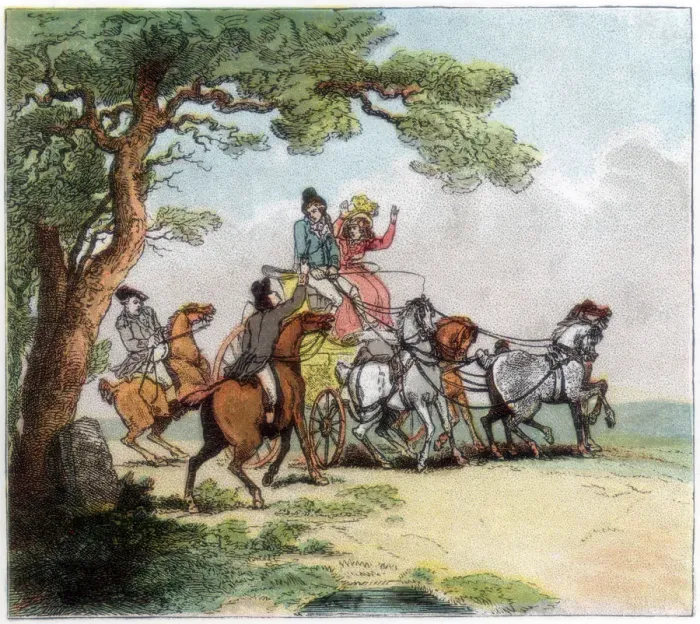 Framed Print : Vicissitudes of the road in 1787, the highwayman, Lord Barrymore stopped, 1890 Framed Print : Vicissitudes of the road in 1787, the highwayman, Lord Barrymore stopped, 1890