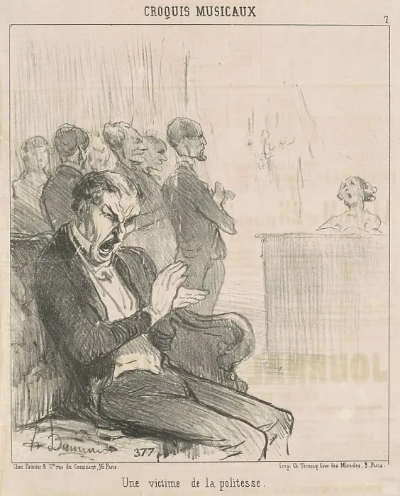 Framed Print : Un victime de la politesse, 19th century. Creator: Honore Daumier Framed Print : Un victime de la politesse, 19th century. Creator: Honore Daumier
