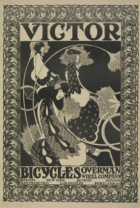 Framed Print : Victor bicycles. Overman wheel company, c1894 - 1896. Creator: William H Bradley Framed Print : Victor bicycles. Overman wheel company, c1894 - 1896. Creator: William H Bradley