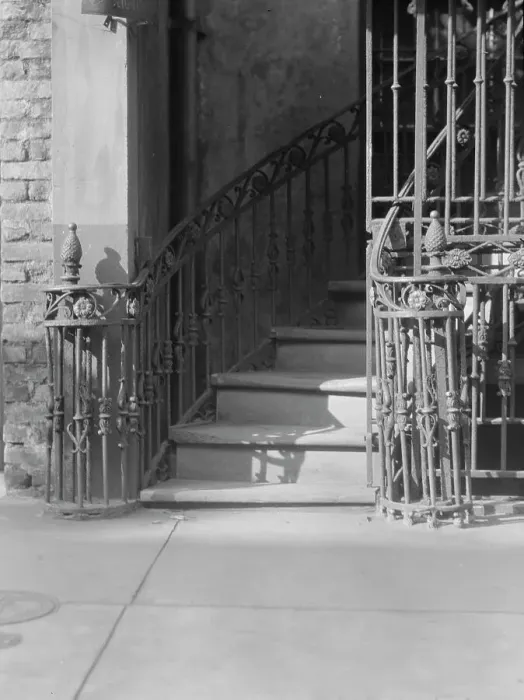 Framed Print : Victor David House (Le Petit Salon) entrance stairway, 620 St. Peter Street, New Orleans, c1920-1926 Creator: Arnold Genthe Framed Print : Victor David House (Le Petit Salon) entrance stairway, 620 St. Peter Street, New Orleans, c1920-1926 Creator: Arnold Genthe
