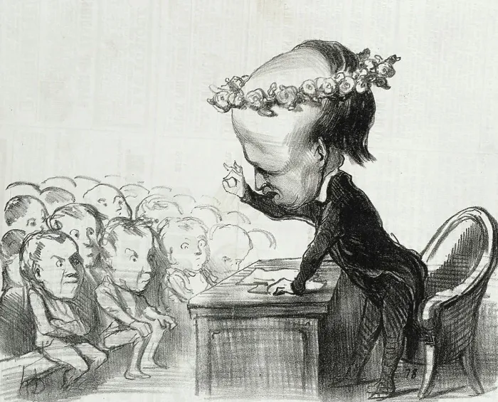 Framed Print : Victor Hugo dans un discours en trois points.. 1849. Creator: Honore Daumier Framed Print : Victor Hugo dans un discours en trois points.. 1849. Creator: Honore Daumier