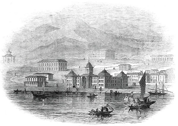 Victoria Barracks, Hong Kong - from a sketch by a correspondent, 1845. Creator: Unknown