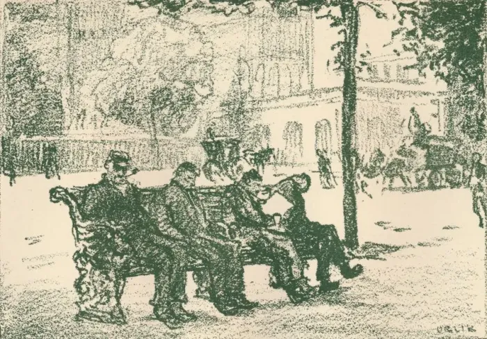 Framed Print : On the Victoria Embankment, 1898. Artist: Emil Orlik Framed Print : On the Victoria Embankment, 1898. Artist: Emil Orlik