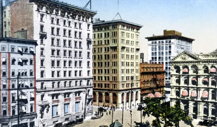 Framed Print : Victoria Square, St James Street, Montreal, Canada, c1900s Framed Print : Victoria Square, St James Street, Montreal, Canada, c1900s
