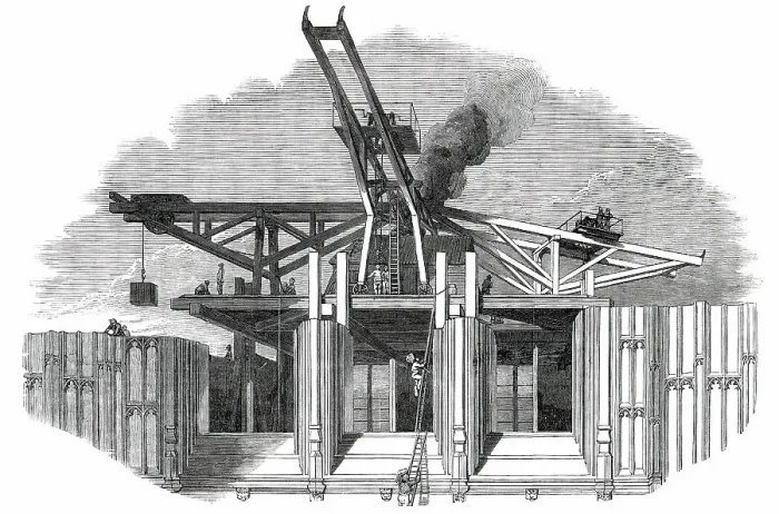 Framed Print : Part of the Victoria Tower - the Hoisting-Scaffold, 1850. Creator: Unknown Framed Print : Part of the Victoria Tower - the Hoisting-Scaffold, 1850. Creator: Unknown