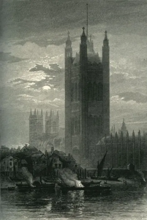 Framed Print : The Victoria Tower, from Lambeth, c1870 Framed Print : The Victoria Tower, from Lambeth, c1870