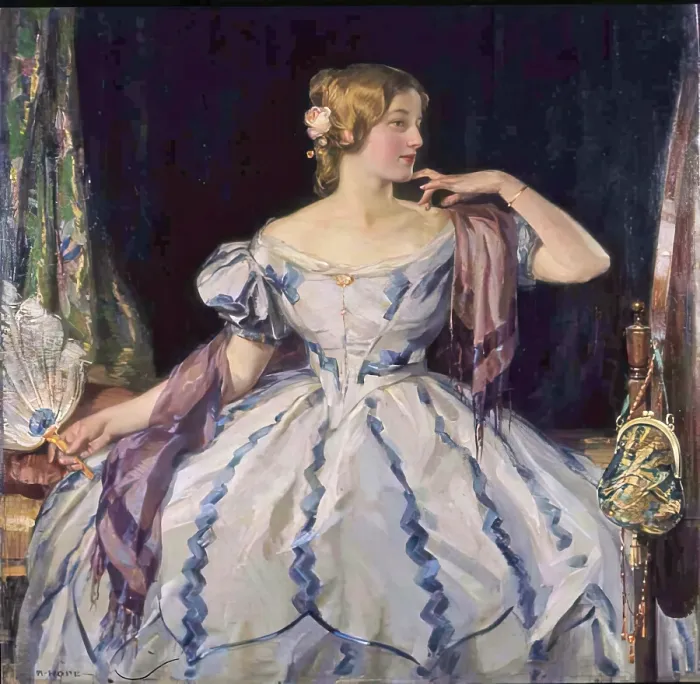 Framed Print : A Victorian Debutante, c1922. Creator: Robert Hope Framed Print : A Victorian Debutante, c1922. Creator: Robert Hope