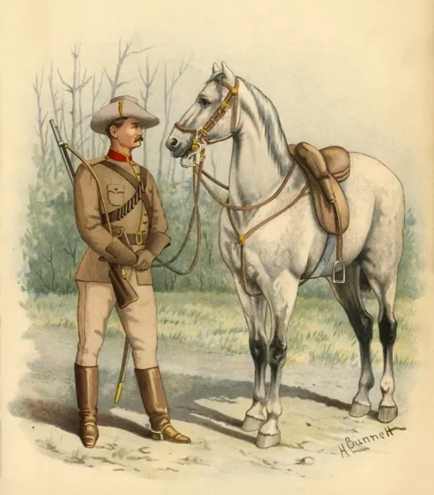 Framed Print : Victorian Mounted Rifles, 1890. Creator: Godfrey Douglas Giles Framed Print : Victorian Mounted Rifles, 1890. Creator: Godfrey Douglas Giles