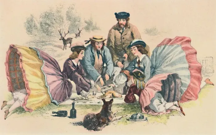 Framed Print : A Victorian Picnic, c1860, (1944). Creator: Unknown Framed Print : A Victorian Picnic, c1860, (1944). Creator: Unknown