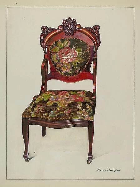 Victorian Upholstered Chair, c. 1937. Creator: Florence Truelson