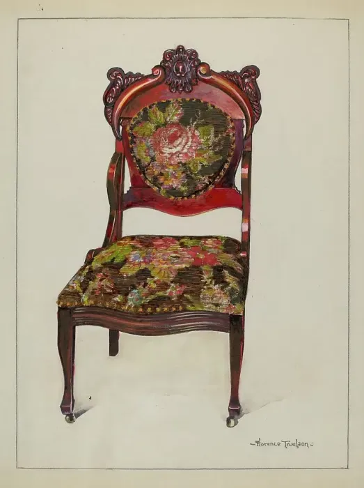 Framed Print : Victorian Upholstered Chair, c. 1937. Creator: Florence Truelson Framed Print : Victorian Upholstered Chair, c. 1937. Creator: Florence Truelson