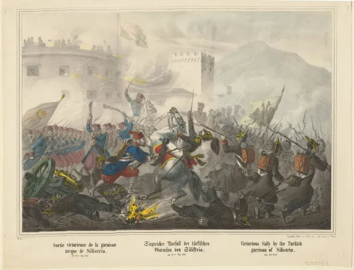 Framed Print : Victorious Sally by the Turkish garrison of Silistria on June 14th, 1854, 1854. Artist: Scholz Framed Print : Victorious Sally by the Turkish garrison of Silistria on June 14th, 1854, 1854. Artist: Scholz