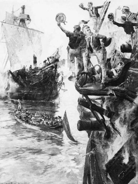 Framed Print : Victory. A prize crew taking possession of a captured enemy ship Framed Print : Victory. A prize crew taking possession of a captured enemy ship