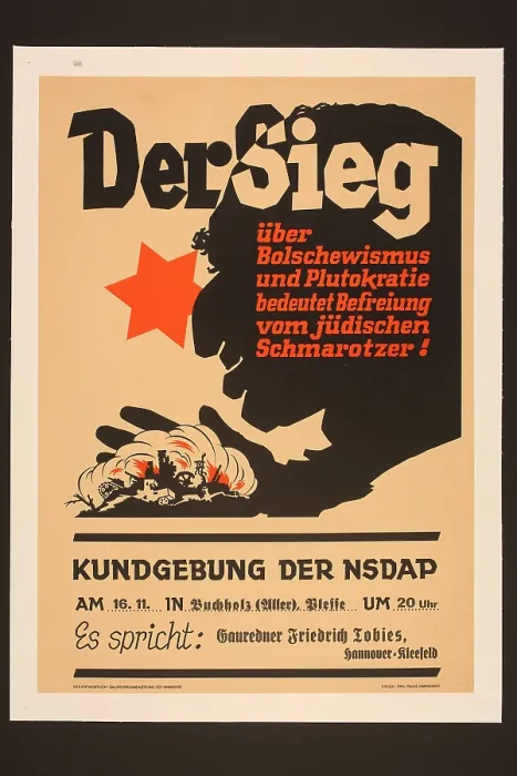 Framed Print : Victory over Bolshevism and plutocracy means being freed from the Jewish parasite!, c1939. Creator: Anonymous Framed Print : Victory over Bolshevism and plutocracy means being freed from the Jewish parasite!, c1939. Creator: Anonymous