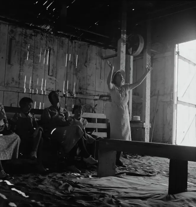 Framed Print : Victory through Christ Society holding its Sunday Morning Revival... Dos Palos, California, 1938. Creator: Dorothea Lange Framed Print : Victory through Christ Society holding its Sunday Morning Revival... Dos Palos, California, 1938. Creator: Dorothea Lange