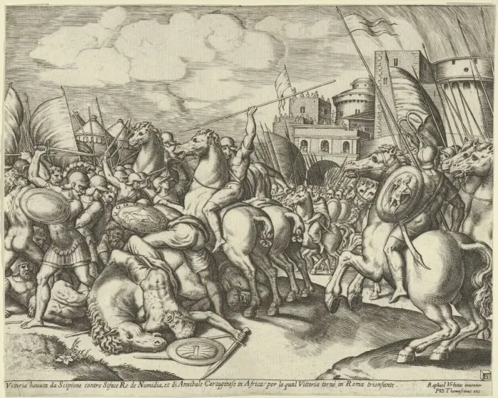 Framed Print : The victory of Scipio over Syphax, 1530-60. Creator: Master of the Die Framed Print : The victory of Scipio over Syphax, 1530-60. Creator: Master of the Die