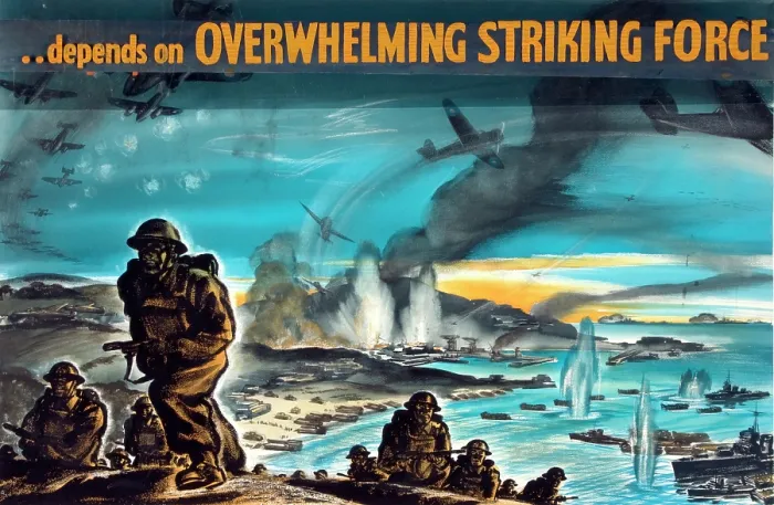 Framed Print : [Victory]...depends on overwhelming striking force, World War II poster, between 1939 and 1946