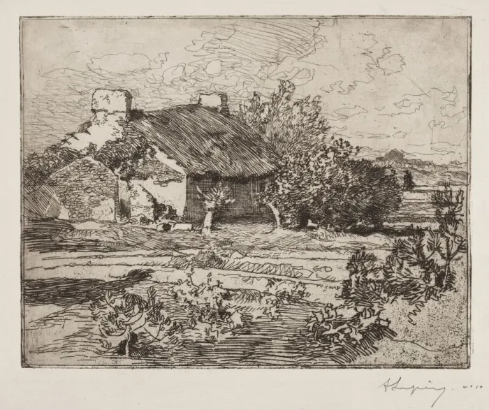 Framed Print : Vielle Bourrine, Maison du Marais, Vendee, 1892. Creator: Auguste Louis Lepere (French Framed Print : Vielle Bourrine, Maison du Marais, Vendee, 1892. Creator: Auguste Louis Lepere (French
