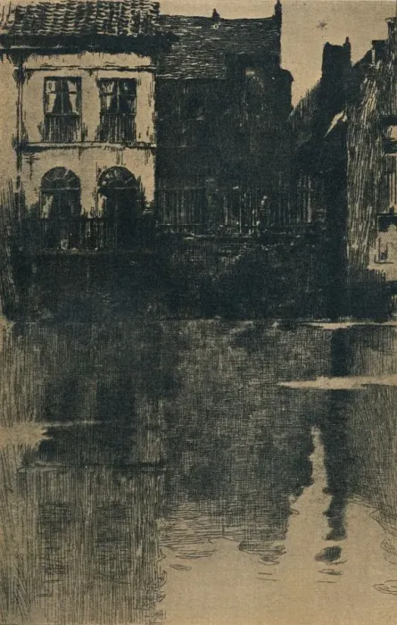 Framed Print : Vielles Maisons au bord de l eau, c1886-1906, (1906-7). Artist: Albert Baertsoen Framed Print : Vielles Maisons au bord de l eau, c1886-1906, (1906-7). Artist: Albert Baertsoen