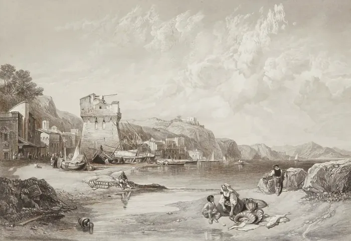 Framed Print : Vietri, Gulf of Salerno, 1859. Creator: William Miller Framed Print : Vietri, Gulf of Salerno, 1859. Creator: William Miller