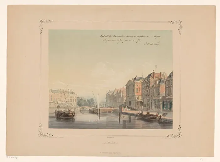 Framed Print : View of the Aalmarkt in Leiden, 1854. Creator: Gerardus Johannes Bos